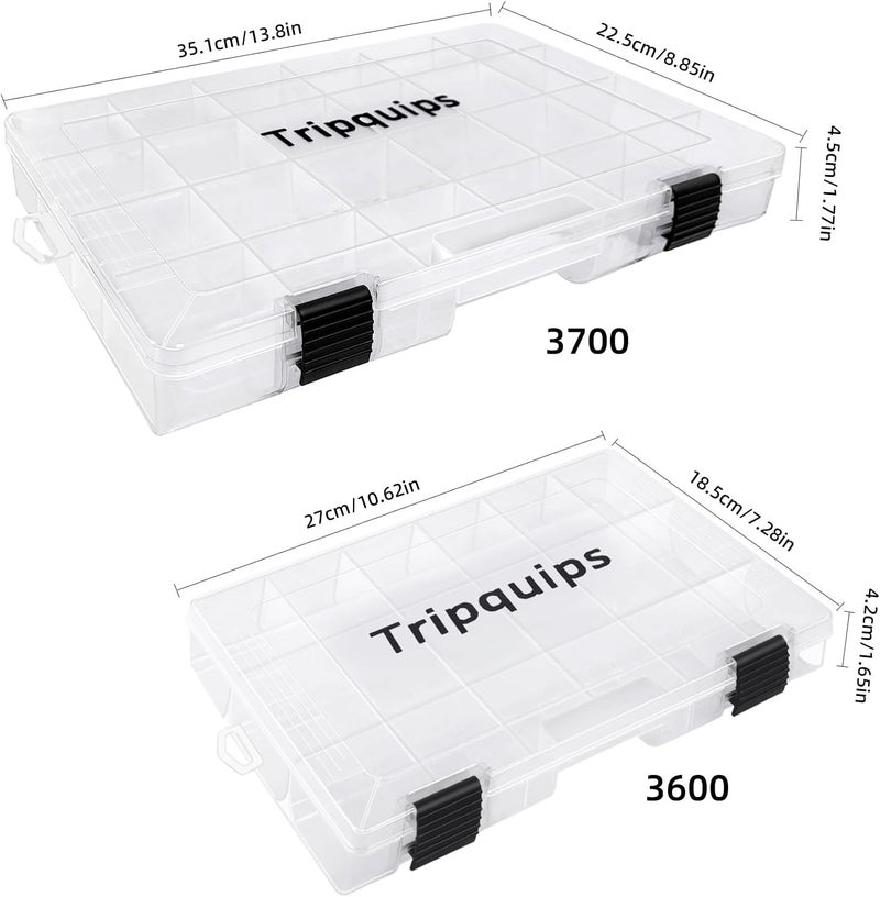Tripquips 3600 Tackle Trays, Plastic Storage Organizer Box with Removable Dividers - Tackle Boxes - Fishing Tackle Storage - 3700 Tackle Trays - 2 Packs/4 Packs Box Organizer - Image 3